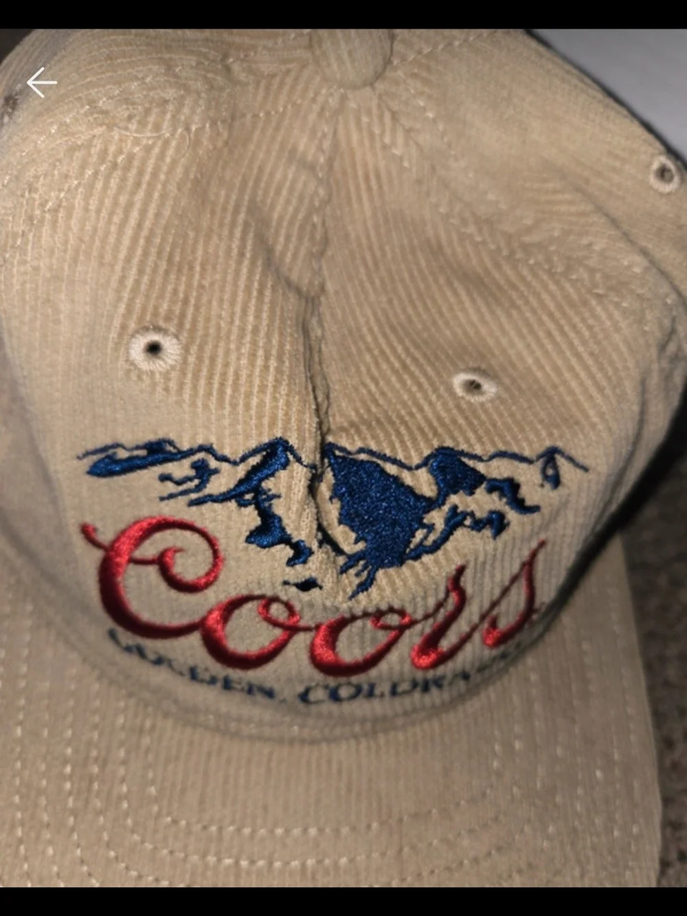 Coors Embroidered Corduroy Baseball Cap Tan Coors Corduroy SnapBack Hat Cap Nwt